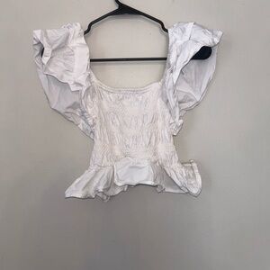 Zara White Ruffled Blouse